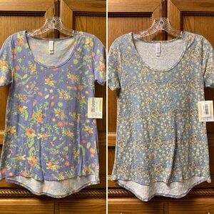 LuLaRoe Women’s 2 Pack Floral Print Multicolor “Classic” T-Shirts XXS